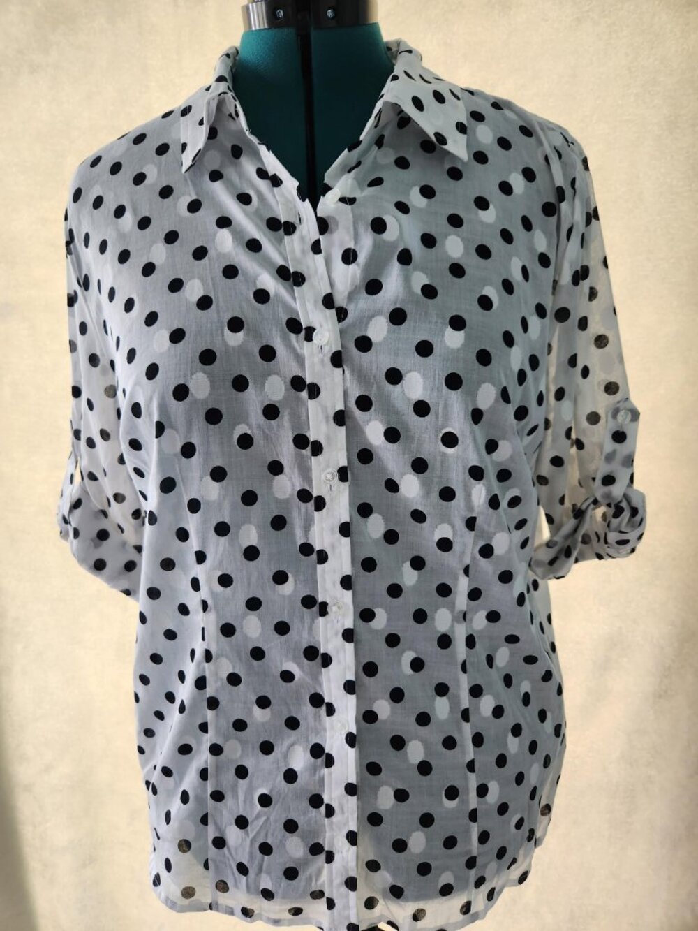Black/White polkadot buttoned down shirt